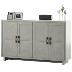 Boho Coastal Linen Design Buffet Sideboard with Shelving Storage