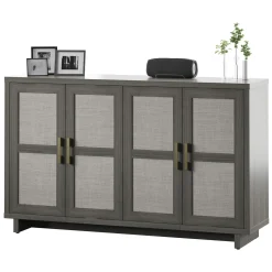 Boho Coastal Linen Design Buffet Sideboard with Shelving Storage