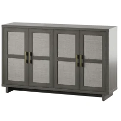 Boho Coastal Linen Design Buffet Sideboard with Shelving Storage