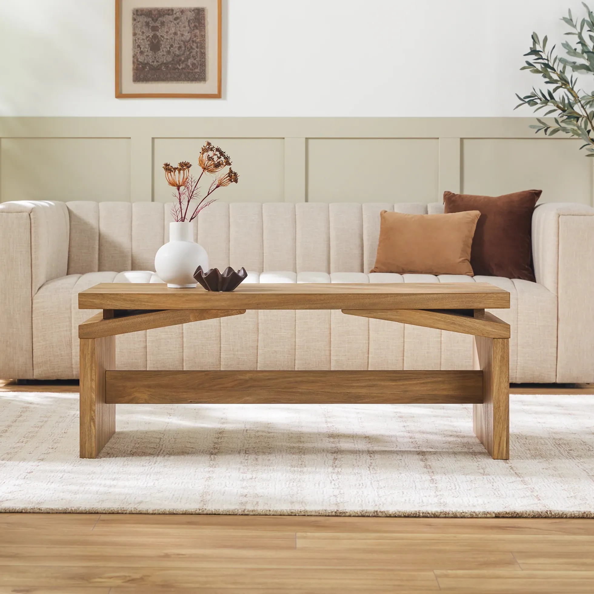 Booker Modern Easy Assembly Split-Top 47" Coffee Table