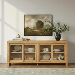 Booker Modern Glass Door TV Stand Sideboard