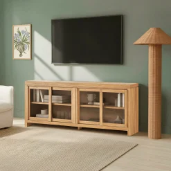 Booker Modern Glass Door TV Stand Sideboard