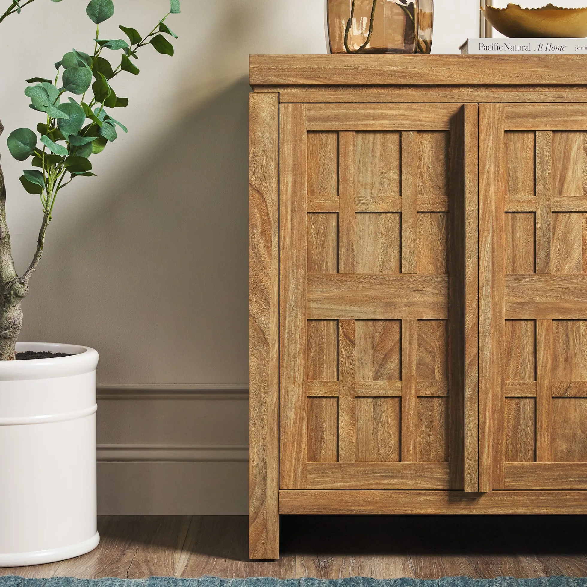 Booker Modern Windowpane Modular Storage Accent Cabinet