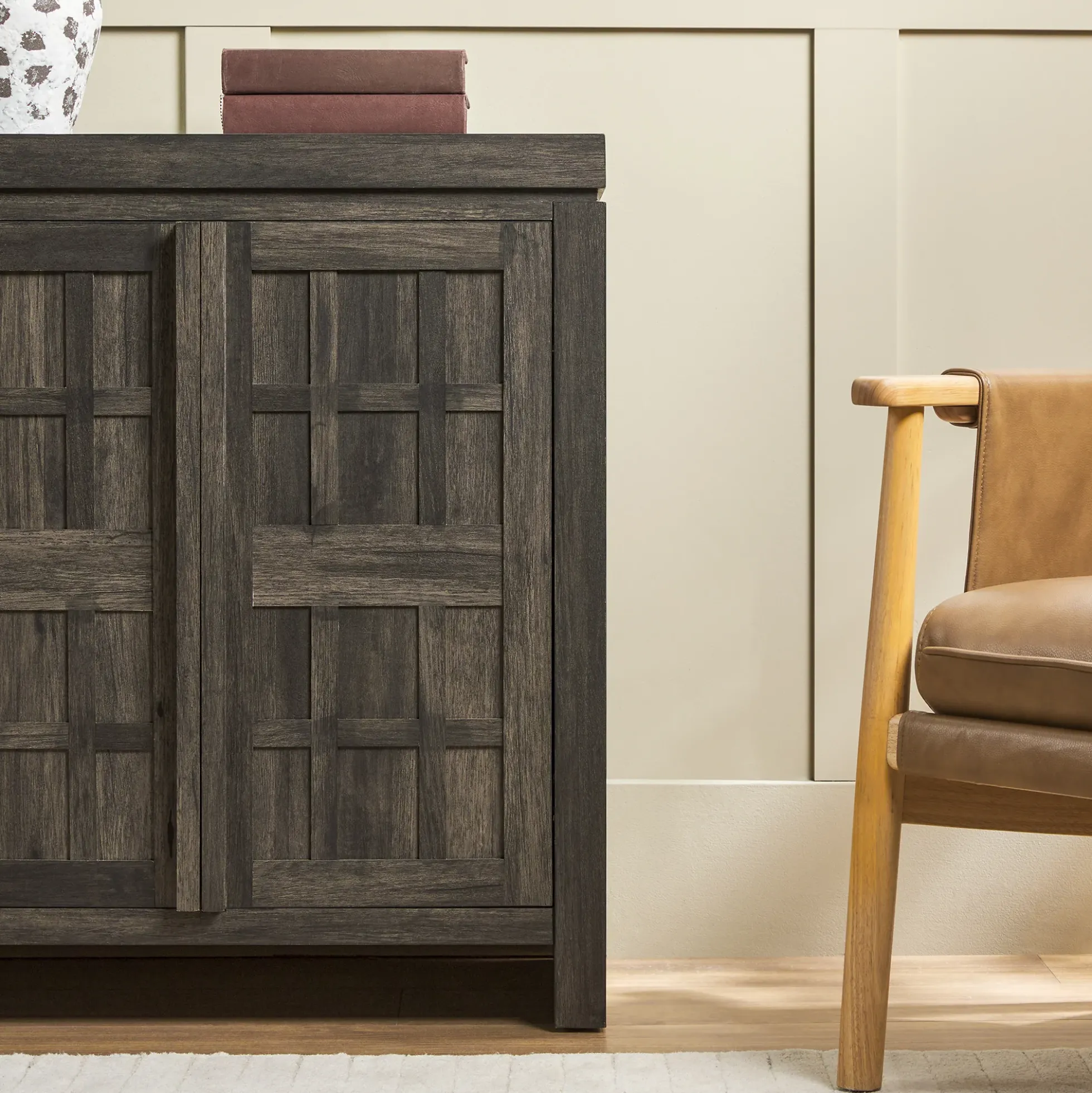 Booker Modern Windowpane Modular Storage Accent Cabinet