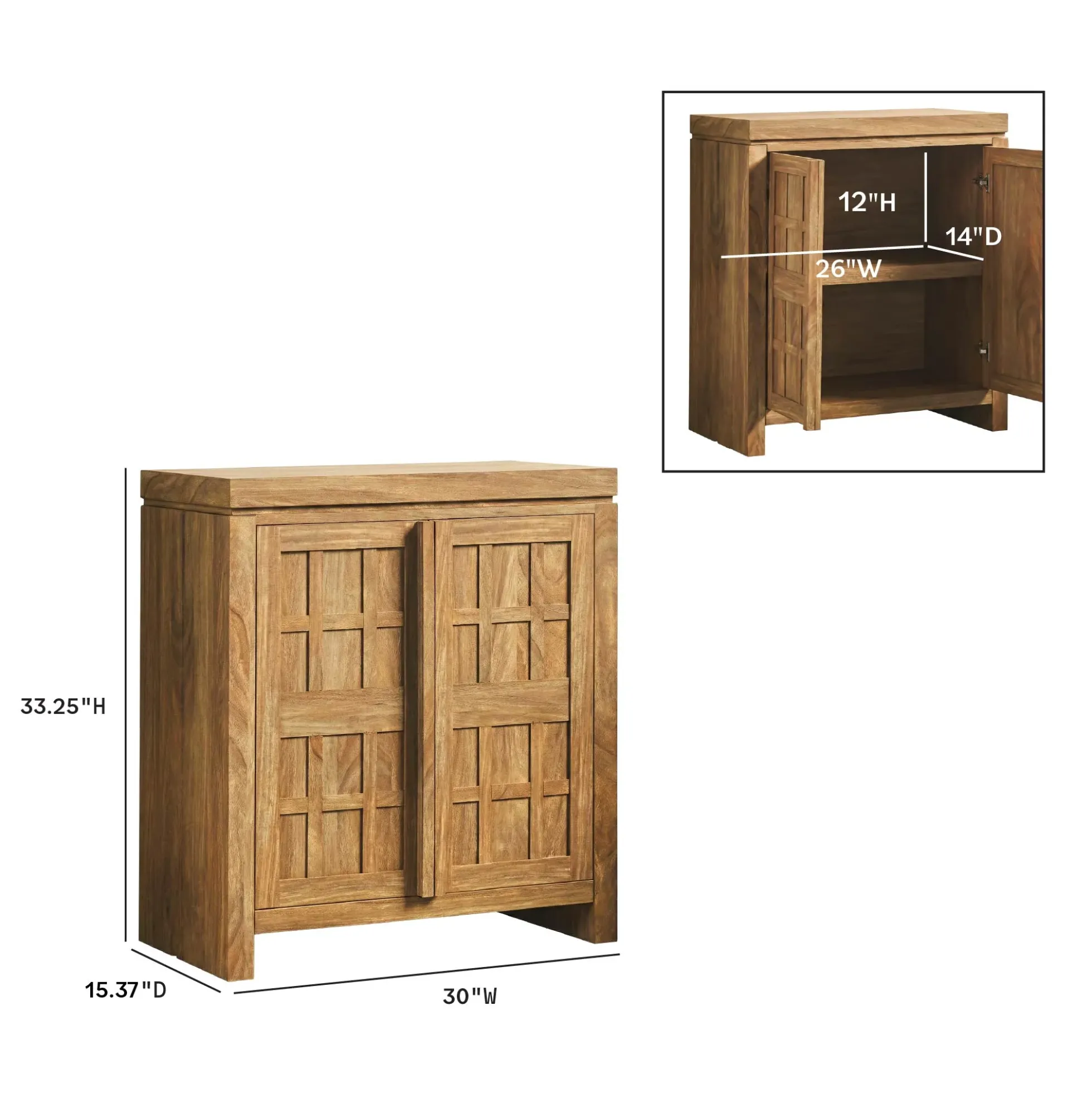 Booker Modern Windowpane Modular Storage Accent Cabinet