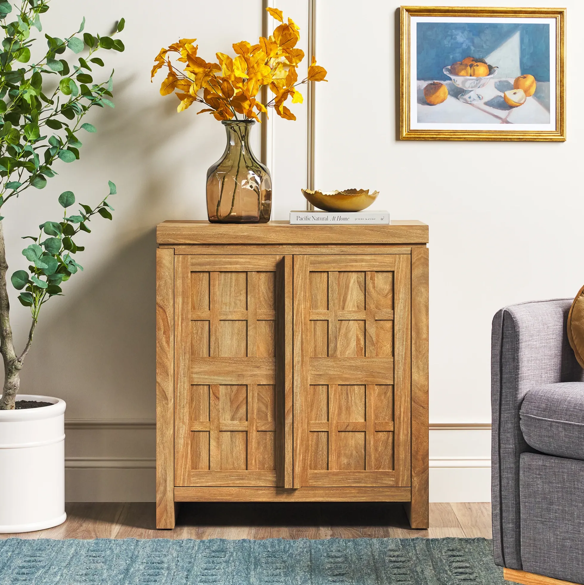 Booker Modern Windowpane Modular Storage Accent Cabinet