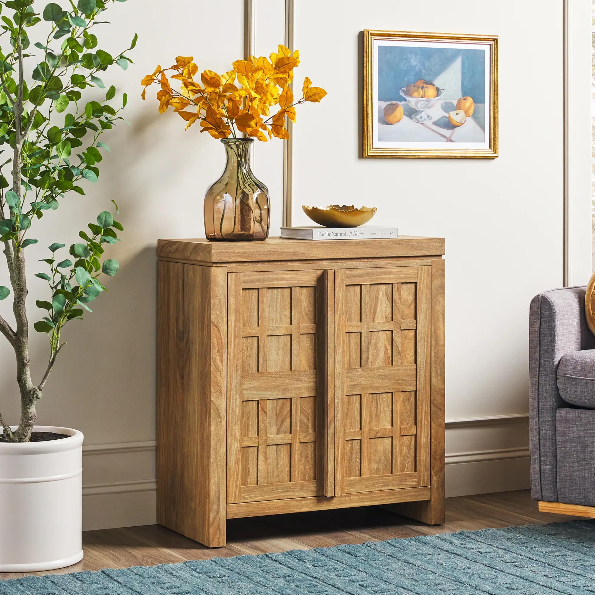 Booker Modern Windowpane Modular Storage Accent Cabinet