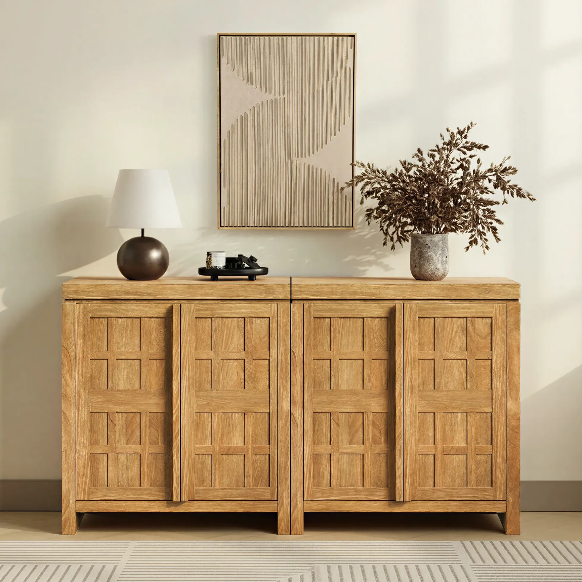 Booker Modern Windowpane Modular Storage Accent Cabinet