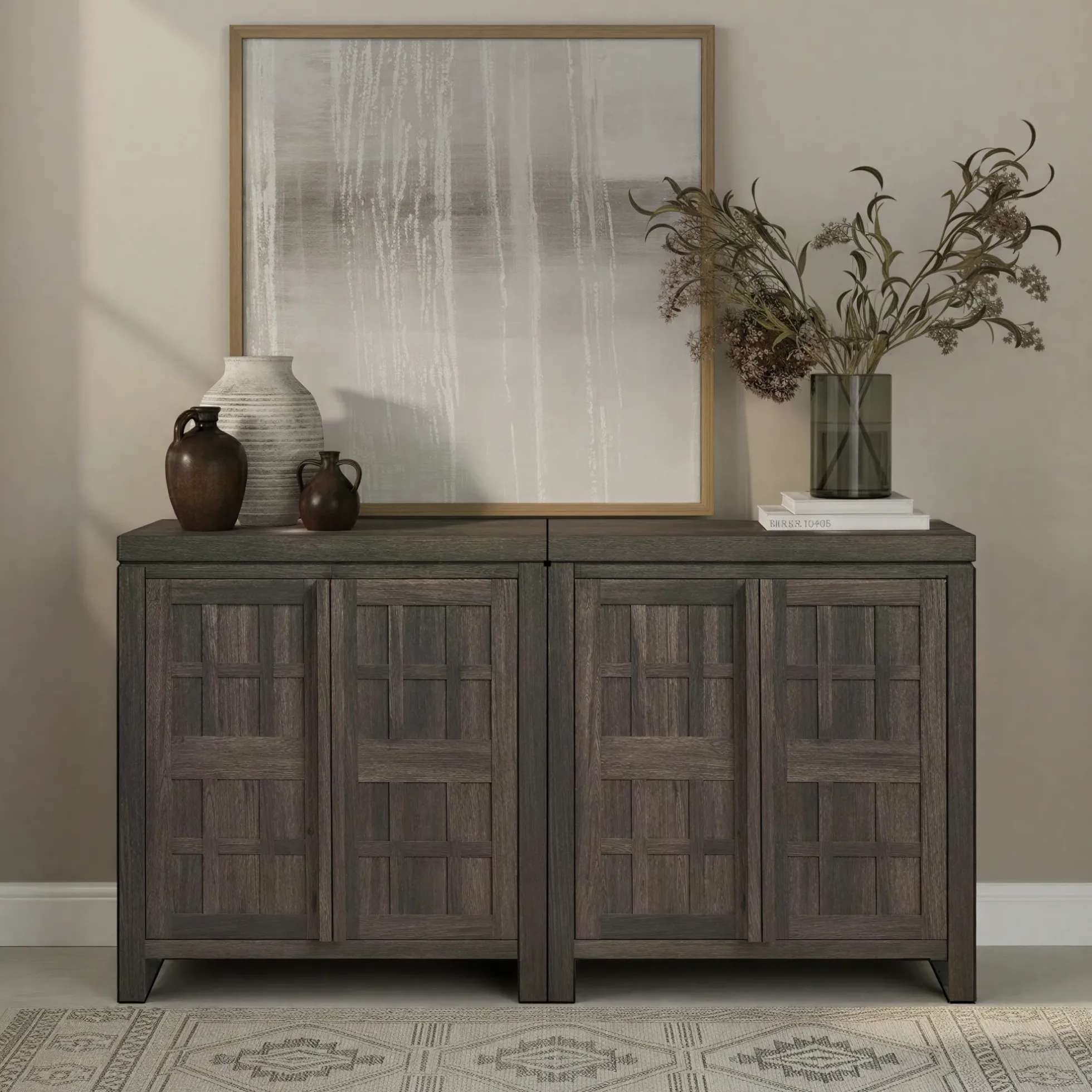 Booker Modern Windowpane Modular Storage Accent Cabinet