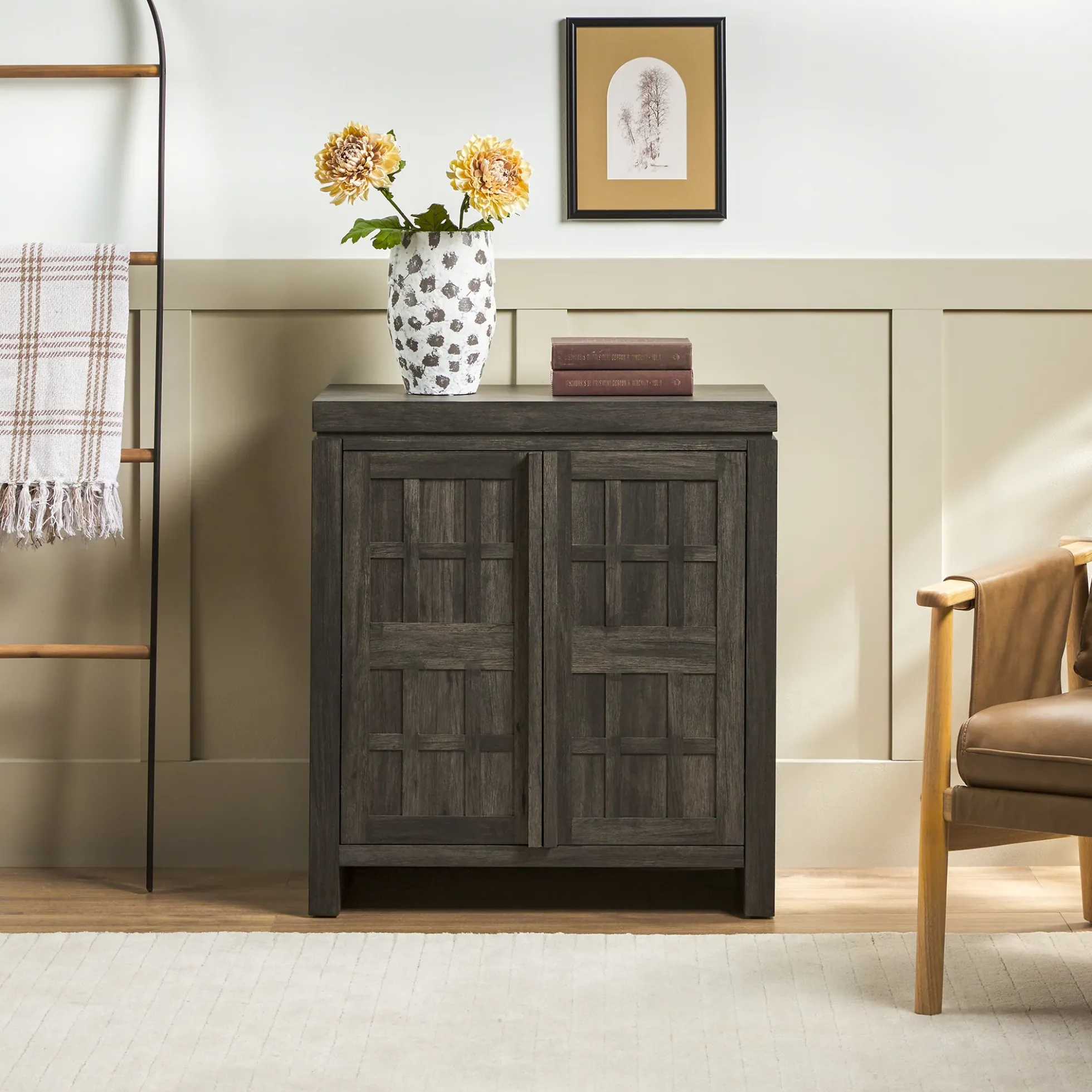 Booker Modern Windowpane Modular Storage Accent Cabinet