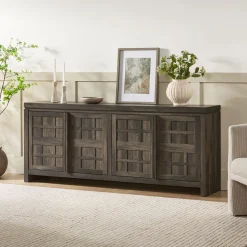 Booker Modern Windowpane TV Stand Sideboard with Storage