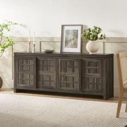 Booker Modern Windowpane TV Stand Sideboard with Storage