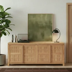 Booker Modern Windowpane TV Stand Sideboard with Storage