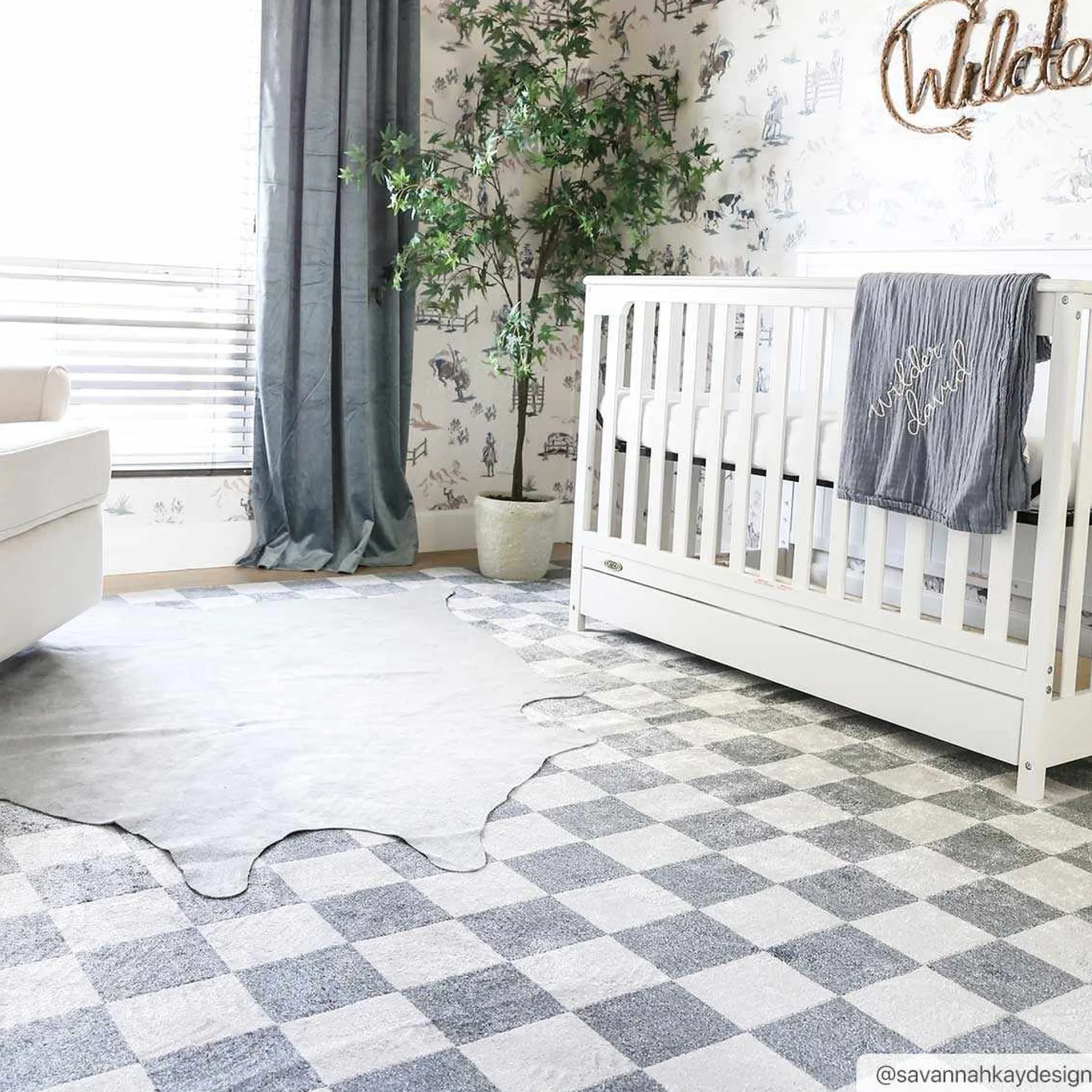 Boutique Rugs - Alie Gray Checkered Washable Area Rug