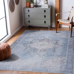 Boutique Rugs - Aqua Rosman Washable Runner & Area Rug