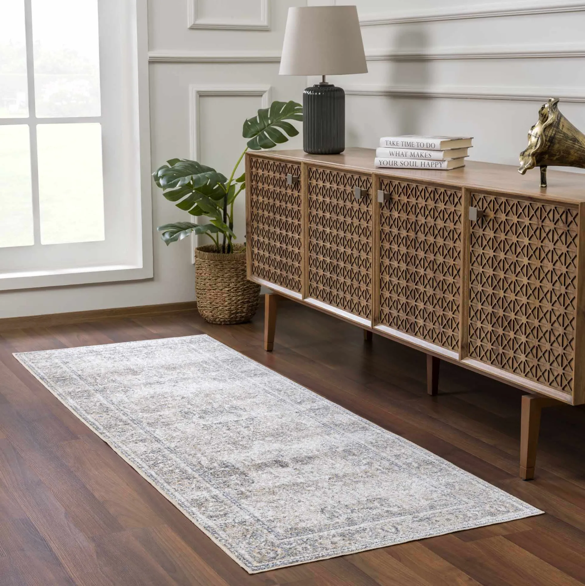 Boutique Rugs - Arias Cream & Blue Washable Area Rug