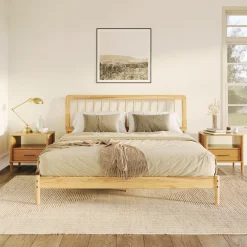 Cama Mid-Century Modern Solid Wood Spindle Bedframe