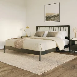 Cama Mid-Century Modern Solid Wood Spindle Bedframe