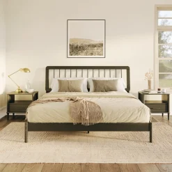 Cama Mid-Century Modern Solid Wood Spindle Bedframe
