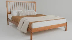 Cama Mid-Century Modern Solid Wood Spindle Bedframe