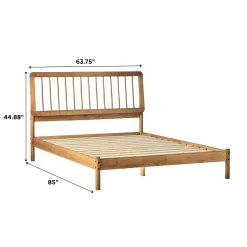 Cama Mid-Century Modern Solid Wood Spindle Bedframe