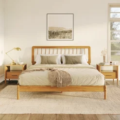 Cama Mid-Century Modern Solid Wood Spindle Bedframe