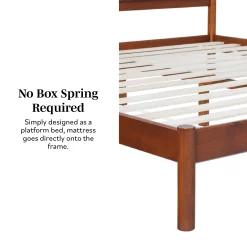 Cama Slatted Headboard Mid-Century Modern Solid Wood Bed