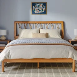 Cama X Spindle Mid-Century Modern Solid Wood Bed