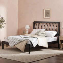 Cama X Spindle Mid-Century Modern Solid Wood Bed