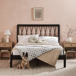 Cama X Spindle Mid-Century Modern Solid Wood Bed