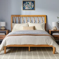 Cama X Spindle Mid-Century Modern Solid Wood Bed