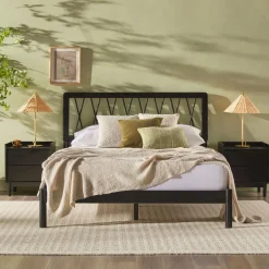 Cama X Spindle Mid-Century Modern Solid Wood Bed