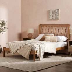 Cama X Spindle Mid-Century Modern Solid Wood Bed