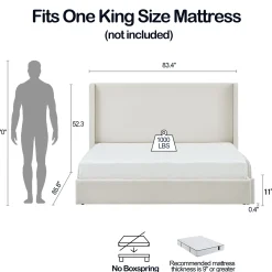 Carmen 52.3' Upholstered Wingback King Bedframe