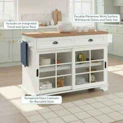 Carolina Free-Standing 48" Kitchen Island with Storage