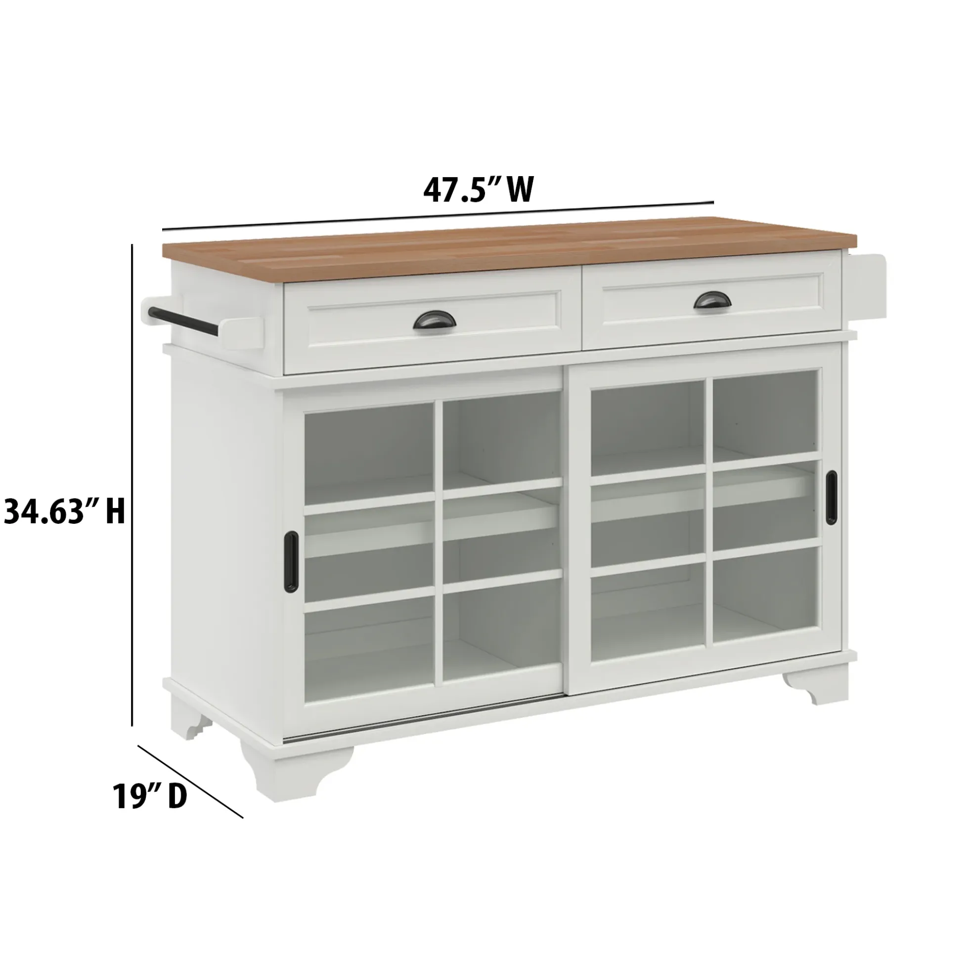 Carolina Free-Standing 48" Kitchen Island with Storage
