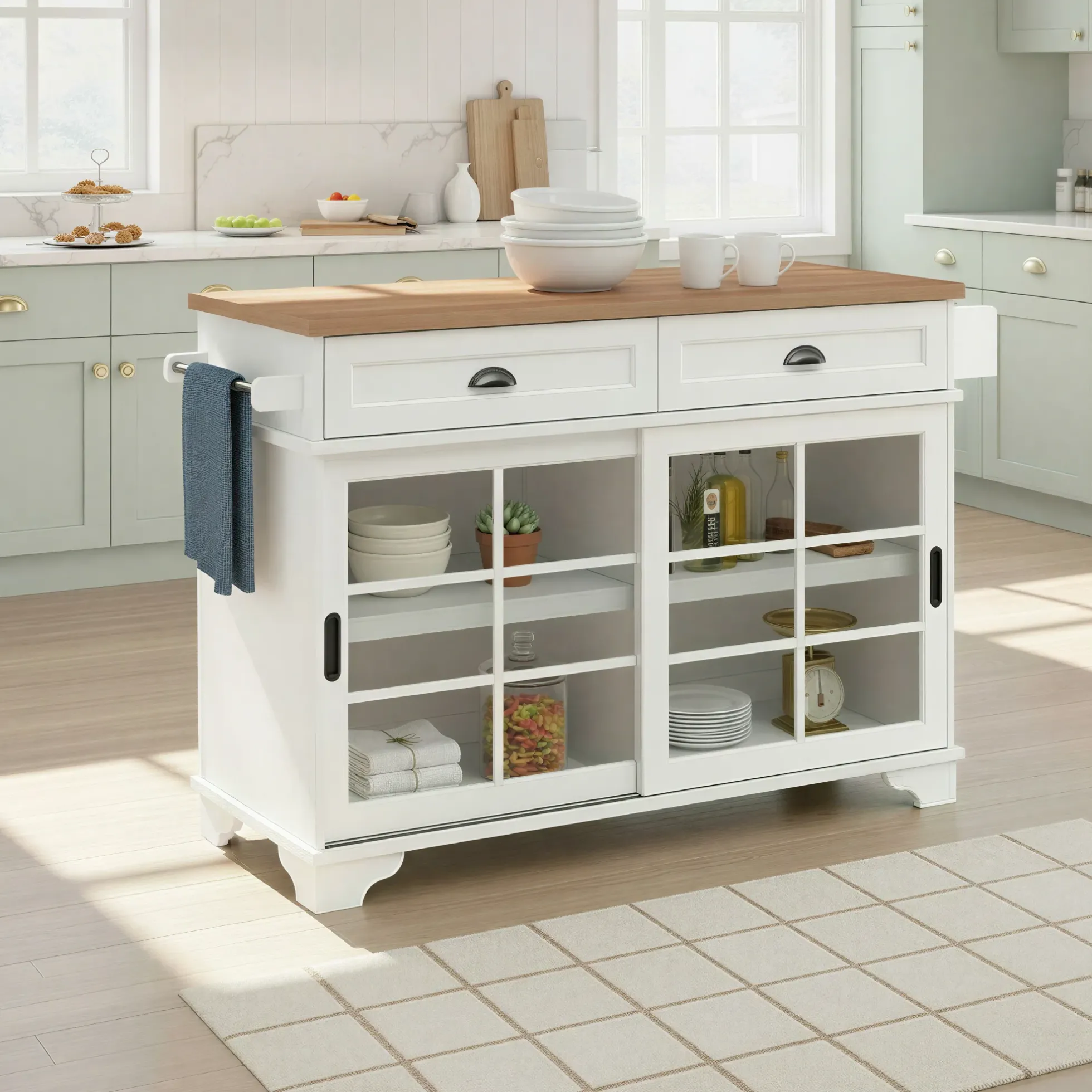 Carolina Free-Standing 48" Kitchen Island with Storage