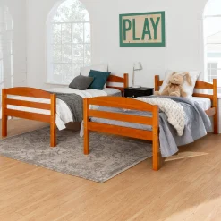 Carolina Transitional Solid Wood Twin-over-Twin Bunk Bed