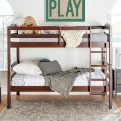 Carolina Transitional Solid Wood Twin-over-Twin Bunk Bed