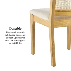 Catalina Solid Wood Dining Chair with Rattan Inset Back, Set of 2