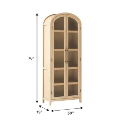 Chantelle Modern Arched Bookshelf with Glass Doors