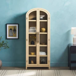 Chantelle Modern Arched Bookshelf with Glass Doors