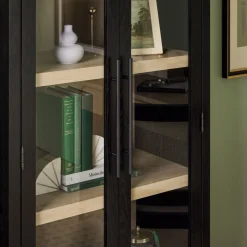 Chantelle Modern Arched Bookshelf with Glass Doors