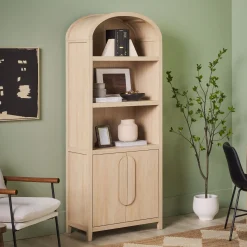 Chantelle Modern Arched Bookshelf with Cabinet