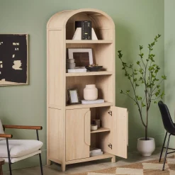 Chantelle Modern Arched Bookshelf with Cabinet