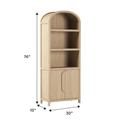 Chantelle Modern Arched Bookshelf with Cabinet