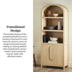Chantelle Modern Arched Bookshelf with Cabinet