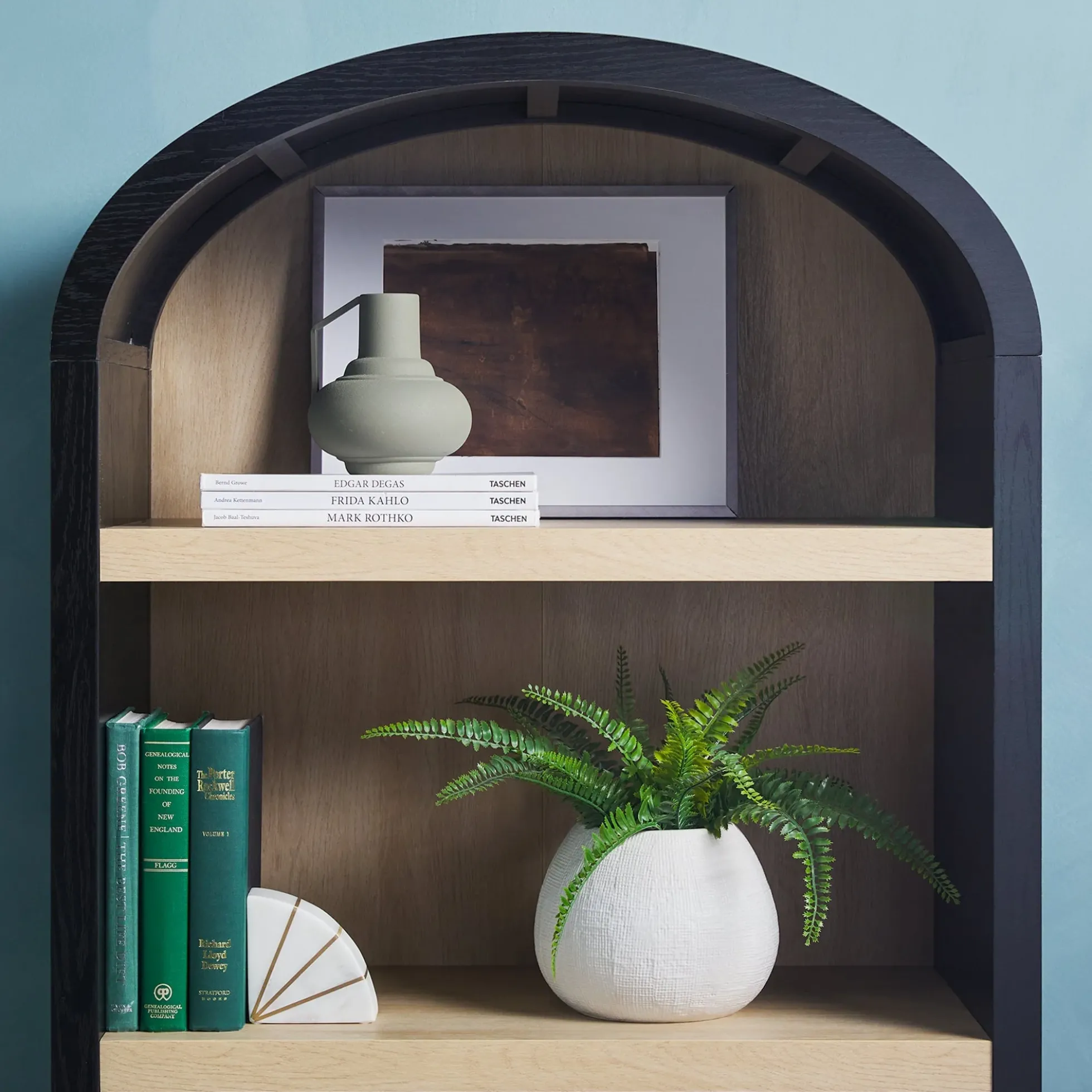 Chantelle Modern Arched Bookshelf with Cabinet