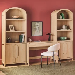 Chantelle Modern Arched Bookshelf with Cabinet