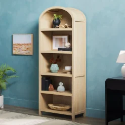 Chantelle Modern Arched Bookshelf with Open Shelves
